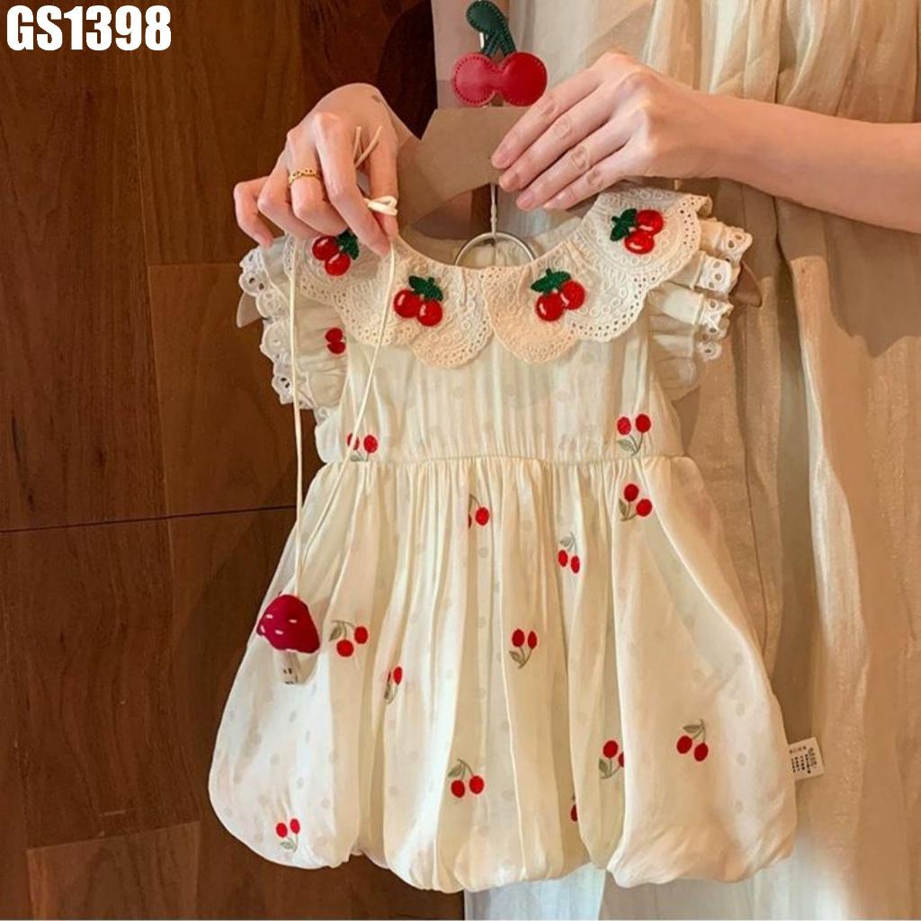 ชุดชุดเดรสคอปกเชอร์รี่พร้อมเข็มขัดเห็ดขนาดเล็กสําหรับเด็กผู้หญิง 1-8 ปี สะระแหน่ กวางโจว - GS1398