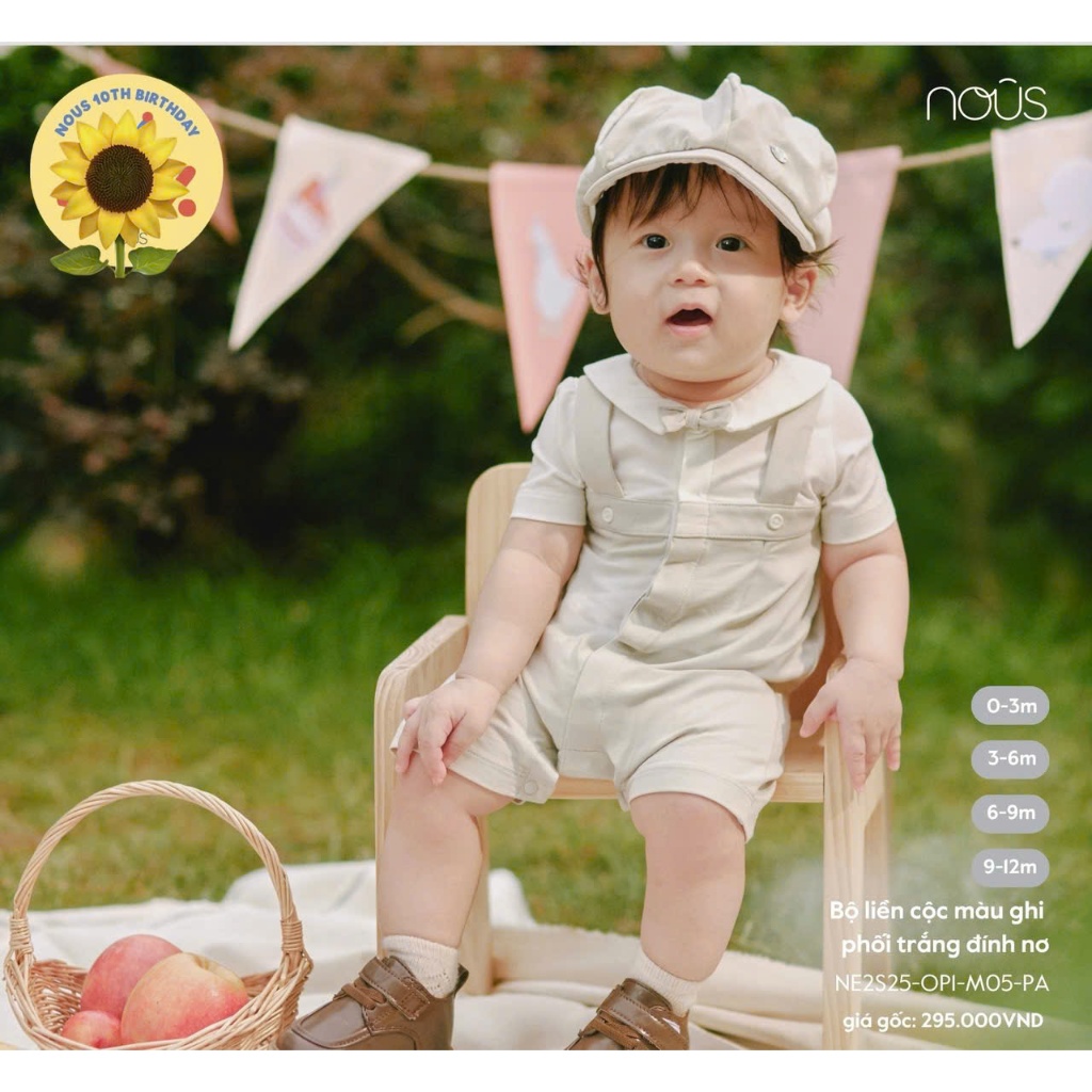 Nous party 0-12m } ชุด Nous ของแท้สําหรับเด็กทารก 0-12m Nous