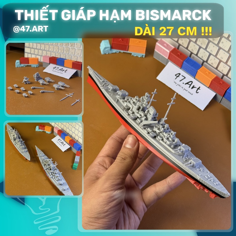 เกราะเหล็ก KMS-Bismarck [GENUINE 47.Art] โมเดลเรือรบ 3D เรือรบซุปเปอร์