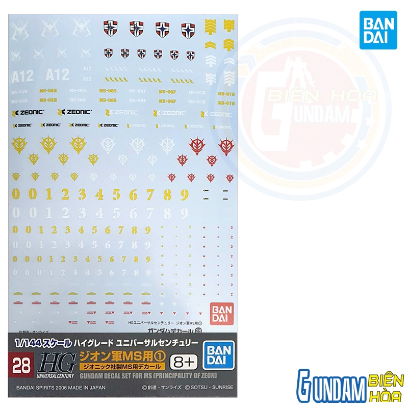 กันดั้ม DECAL 28 HGUC MULTIUSE Model Accessories - ZEON MS 1