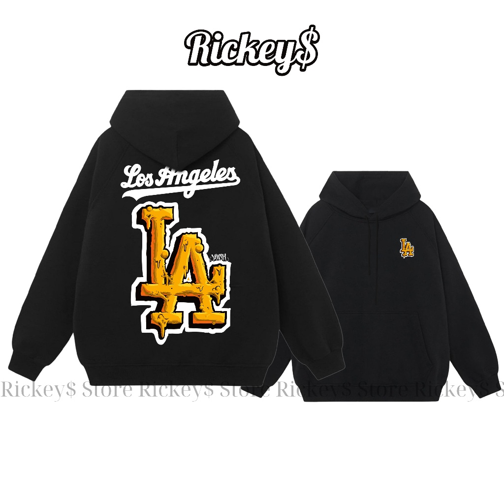 LA Dodgers Graffiti Meltdown Hoodie - ผ้าฝ้ายคุณภาพสูงสักหลาด - รูปแบบหลวม - Ribkey$.