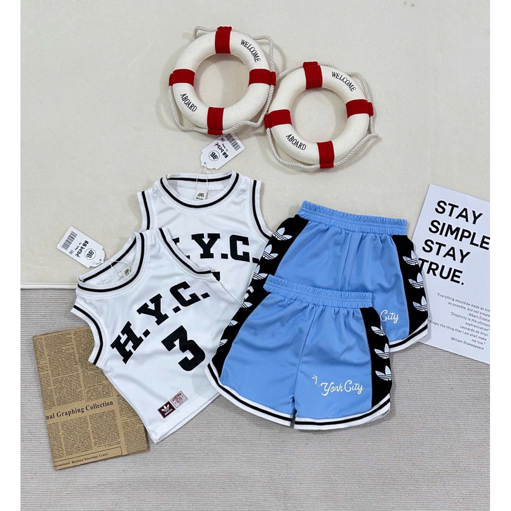 T698 - HYC WHITE VENTILATED BOY TIGHS SET 3 BLUE PANTS