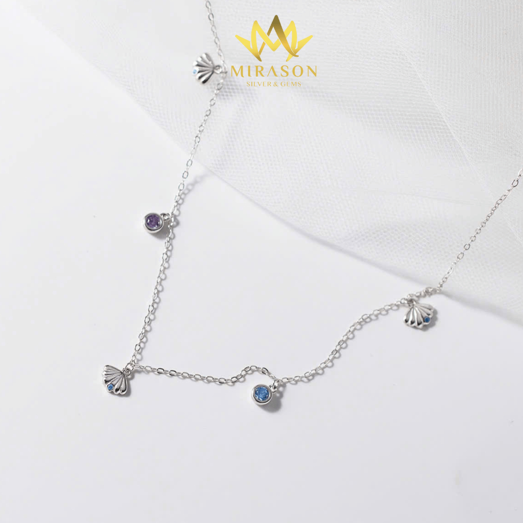MIRASON สร้อยคอเงินผู้หญิงประกายหินตกเปลือกหอย MDC0198