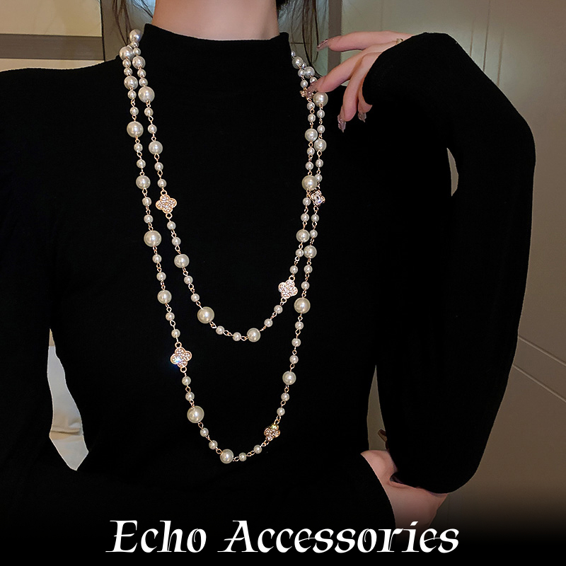 อุปกรณ์เสริมEcho สร้อยคอไข่มุกหลายชั้นสําหรับผู้หญิง