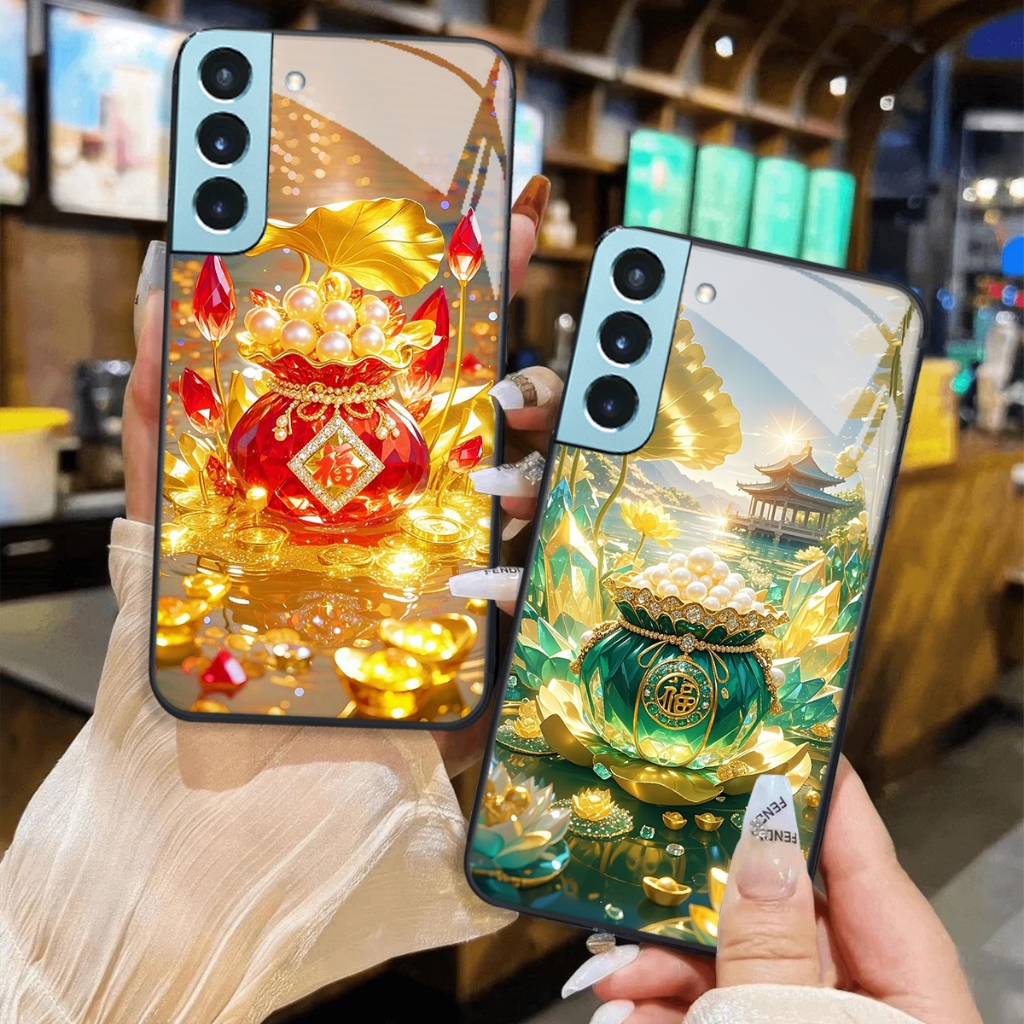 Samsung S24 5G - S24 PLUS 5G - S24+ 5G - S24 ULTRA 5G -S24 FE Case กระจกนิรภัยสุดหรู โชคลาภ
