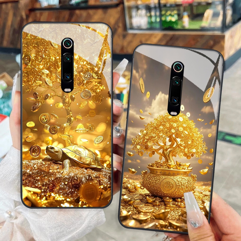 Xiaomi Redmi K20 / K20 PRO / MI 9T / K30 / K30 5G Case กระจกนิรภัยสุดหรู โชคลาภ