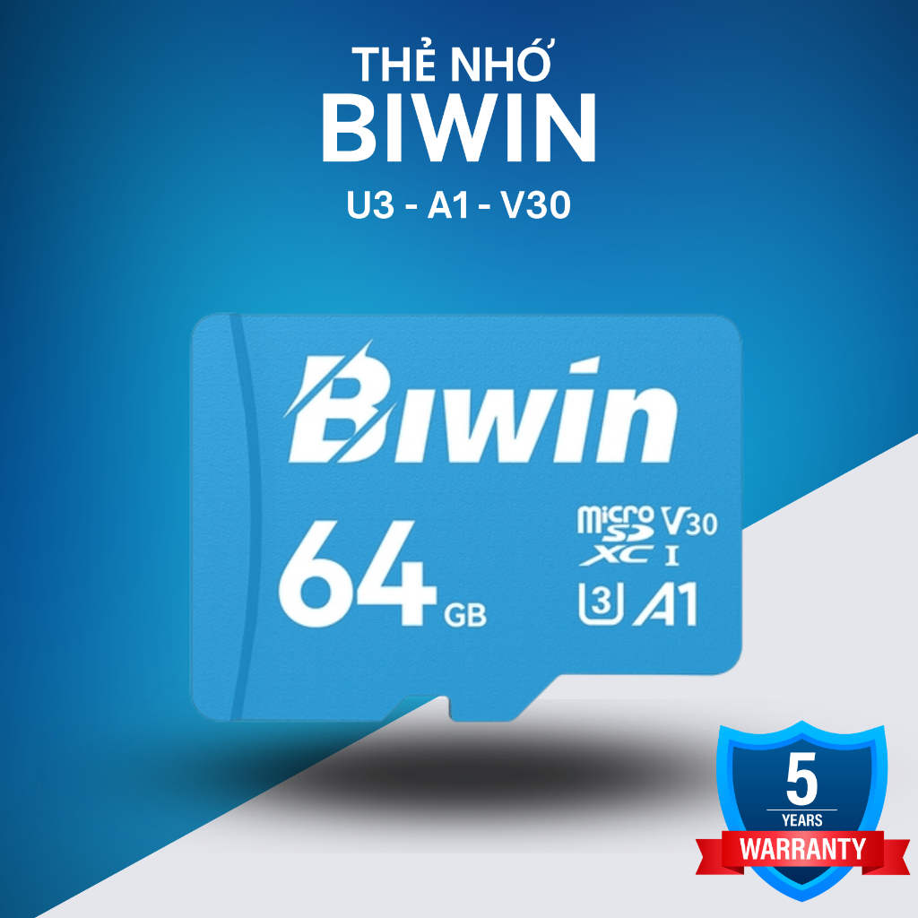BIWIN MS100 U3, V30 microSD การ์ดหน่วยความจํา: 32GB/64GB/128GB/256GB เฉพาะสําหรับกล้อง โทรศัพท์ ที่เ