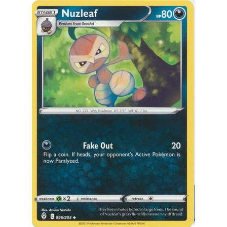 [การ์ดโปเกมอน TCG] Nuzleaf - 096/203 - Uncommon
