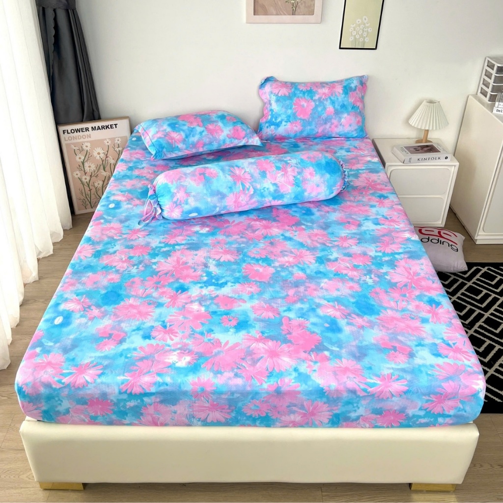 REE เครื่องนอน R389 ชุดผ้าปูที่นอน 4 ชิ้น ยางยืดเย็น ผ้าปูที่นอนที่นอนทุกขนาด 1m2, 1m4, 1m6, 1m8, 2m