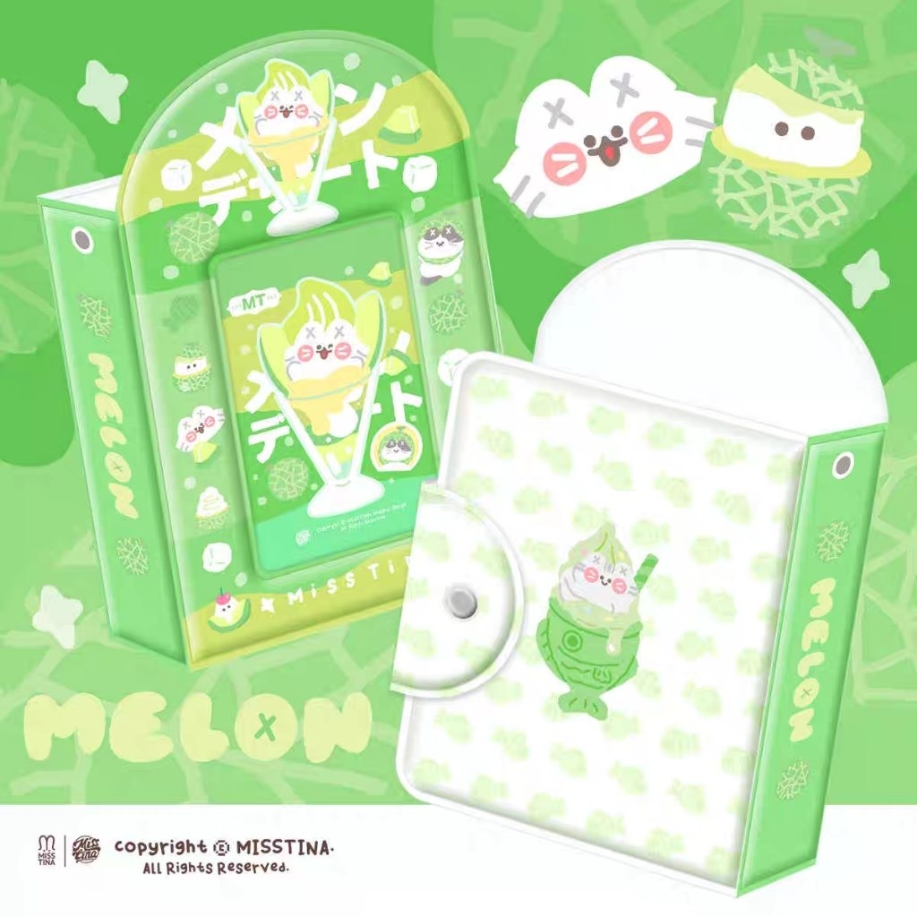 สะสมหนังสือ พีวีซี มิสติน่า ลูกอมเมล่อนแท้ไอศครีมแมวอัลบั้มหนังสือภาพบัตรมุมโค้งมน3นิ้ว