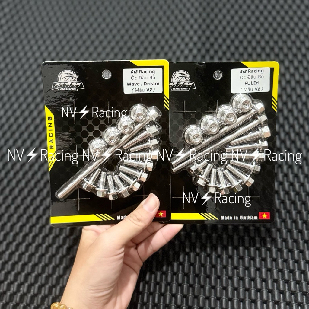 Dream / Wave / Future ชุดสกรูหัววัว Led รุ่น V2 618 Racing เงา 304 CNC สแตนเลส
