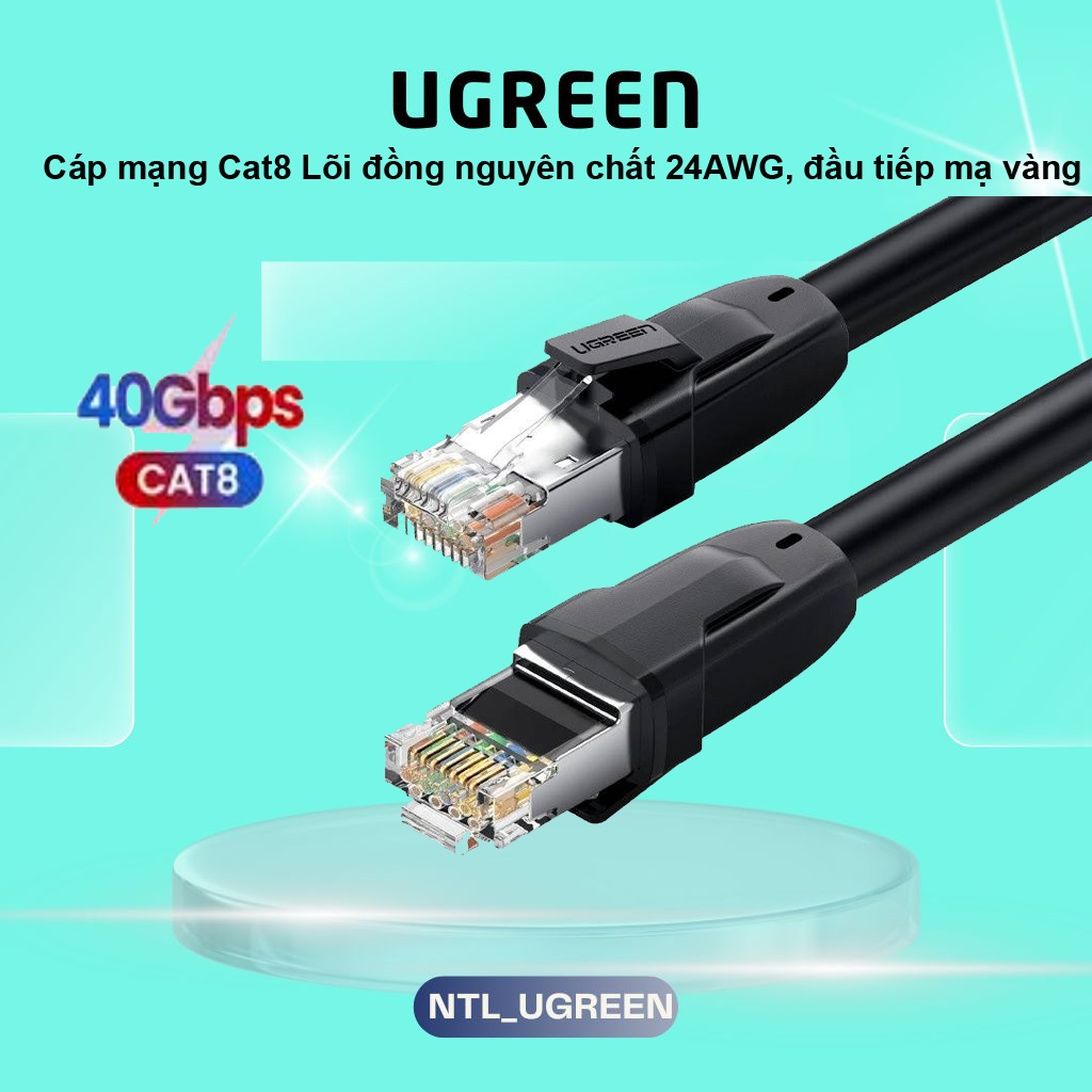 สายเคเบิลเครือข่าย Cat8 ป้องกันการรบกวนความเร็วสูง 40Gbps วัสดุ Pvc ของแท้ Ugreen Cat8 2 ปลายชาย