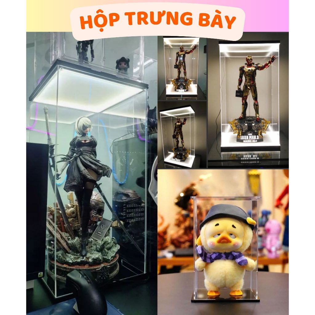 LABUBU ZIMO LEGO Gundam Model Display LED Mica Box - Mica โปร่งใสคุณภาพสูง