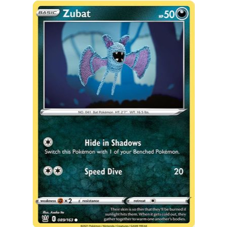 [การ์ดโปเกมอน TCG] Zubat - 089/163 - ทั่วไป