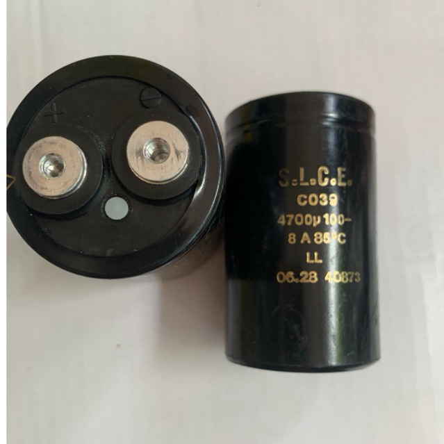 คาปาซิเตอร์กรองไฟ SLCE 100v 4700uf ขนาด 50*80mm สินค้าถอดประกอบ