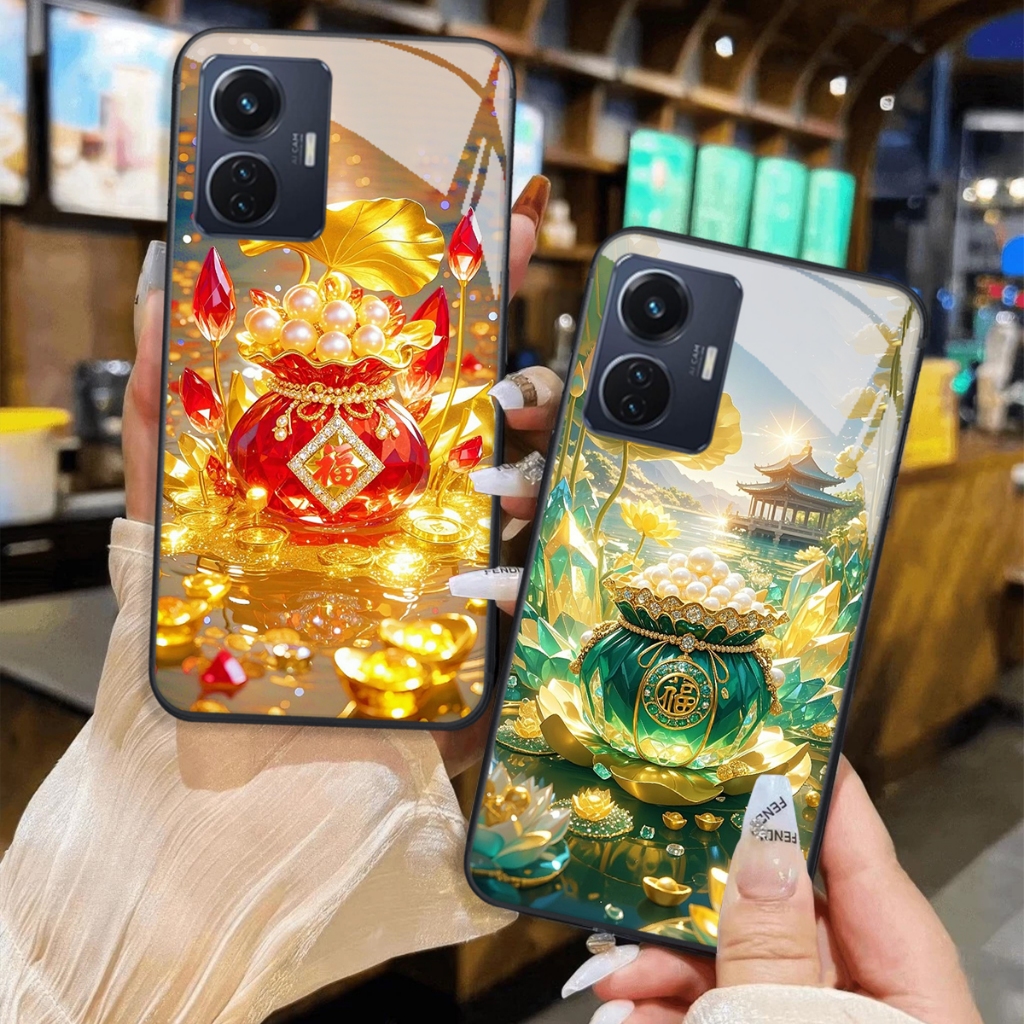 Vivo Y55 4G - Y55 2022 Case กระจกนิรภัยกระจกหรูหรา