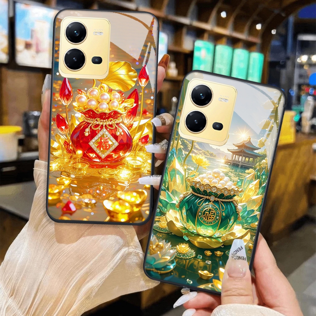เคส Vivo Y35 / V25 / V25E กระจกนิรภัยกระจกหรูหรา
