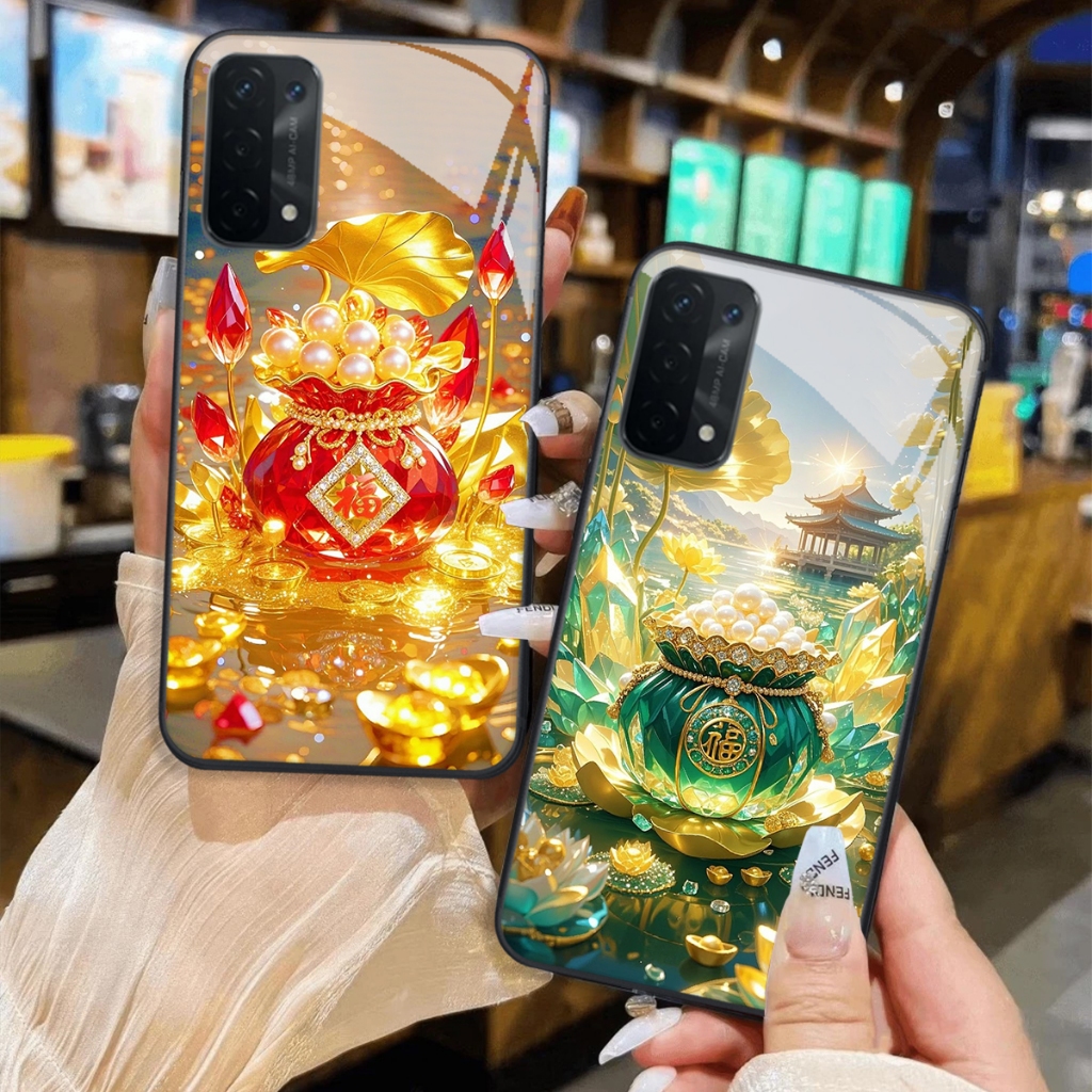 Oppo A54 / A55 4G / A55 5G / A56 5G Case กระจกนิรภัยกระจกหรูหรา