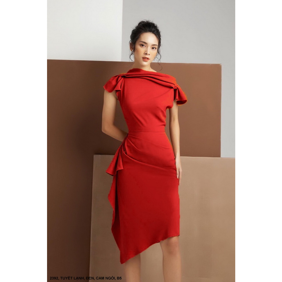 MyDu SHOP MS 2392 : PARTY DRESS WITH LARGEPLEED SLEEVES