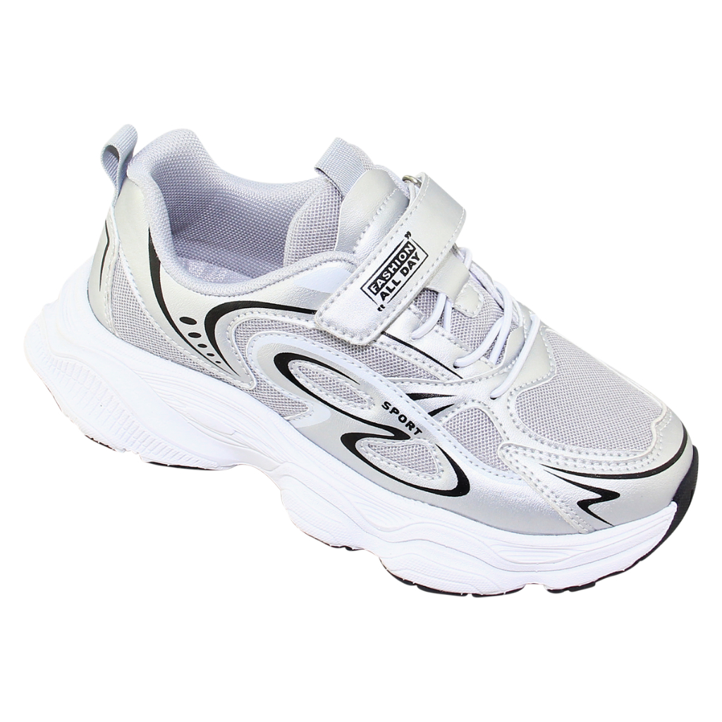 รองเท้าผ้าใบเด็ก Bitas ZGOK.02 (สีเงิน+ครีม+ขาว)