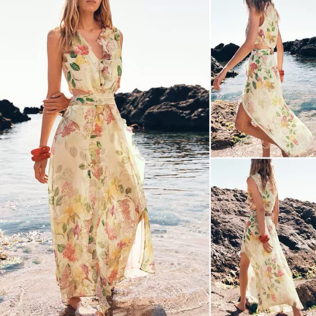 (มีจําหน่าย S) ZARA EXPORTED FLOWER DRESS