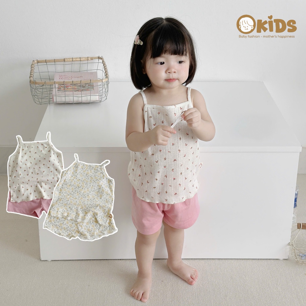 [O KIDS] ชุดสายรัดผ้าฝ้ายระบายอากาศสําหรับเด็กผู้หญิง 2 ชิ้น - OB2D02