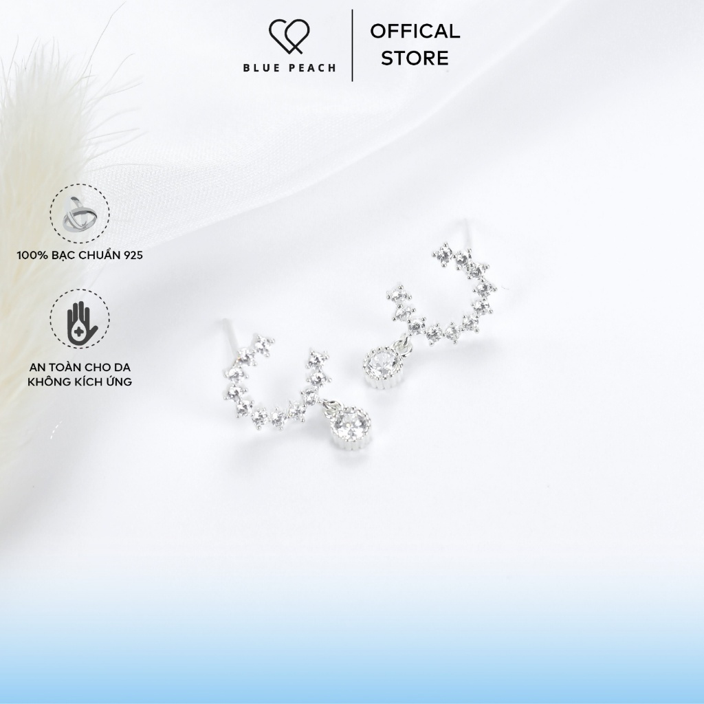 ต่างหูเงิน 925 Blue Peach KT Circle Stone Arch - ไซส์ M KT103