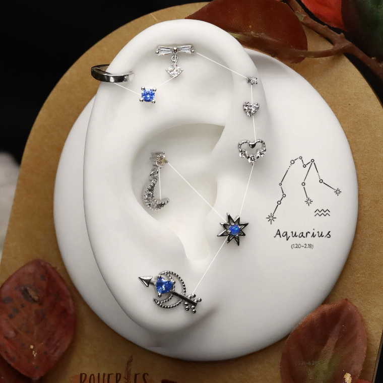 BOHERIES - (1 ชิ้น) ชุดต่างหู AQUARIUS ZODIAC - AQUARIUS