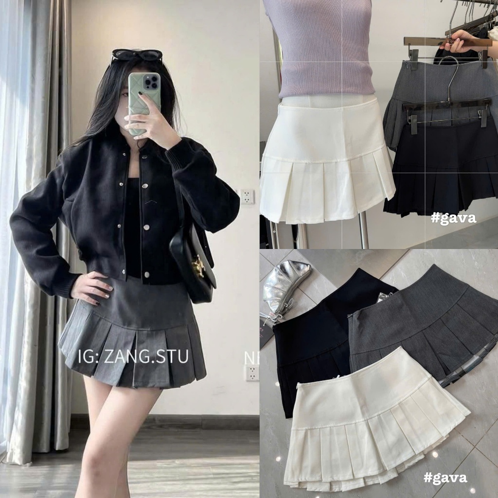 [CV815] BIG Pleated Low-Rise TENNIS SKIRT - กระโปรงสั้นบานเอวต่ําขั้นพื้นฐาน QC มีซับใน ulzzang สําห