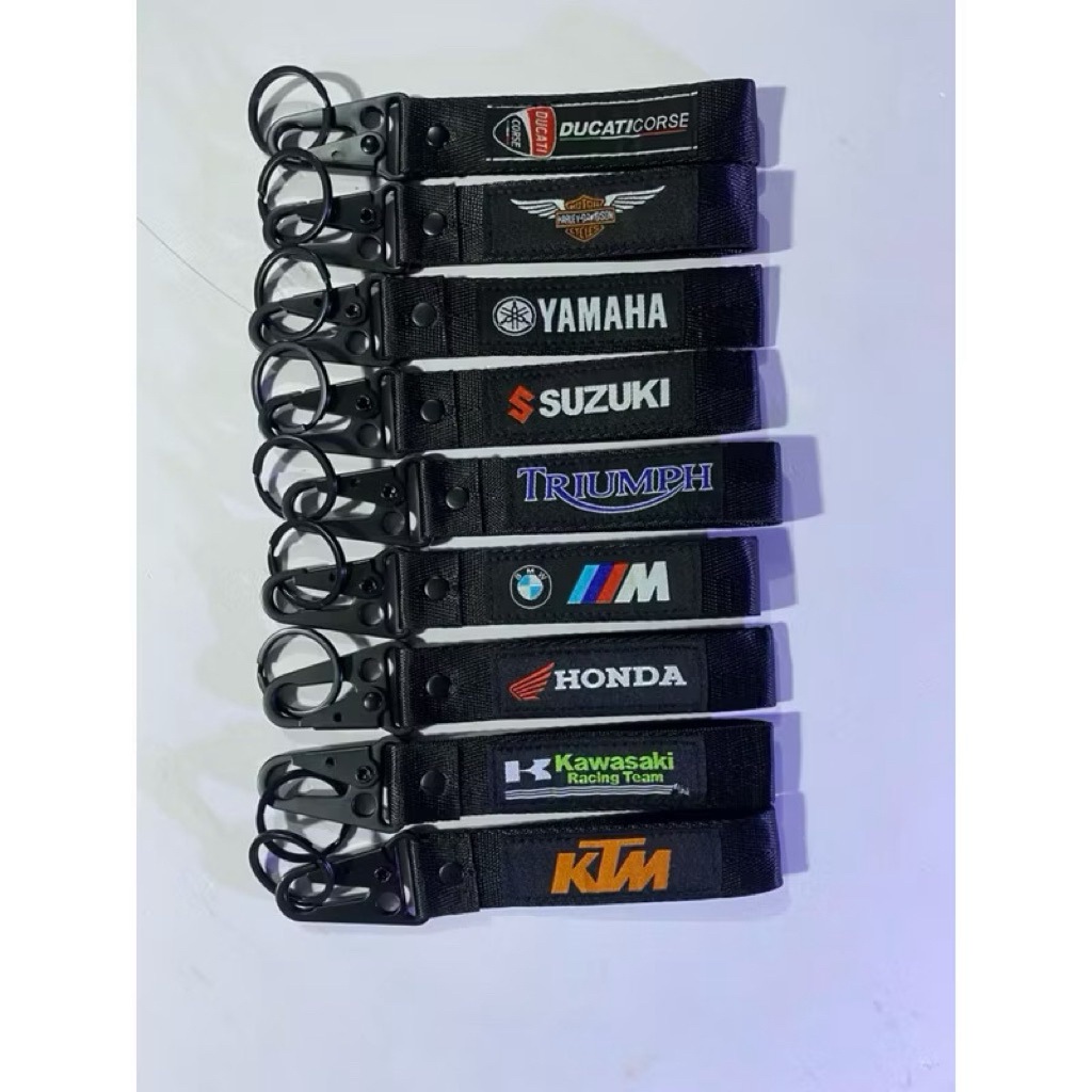 พวงกุญแจวัสดุผ้า honda kawasaki yamaha ducati triumph KTM suzuki harley-davidson BMW 2 ด้าน ปักสวยงาม
