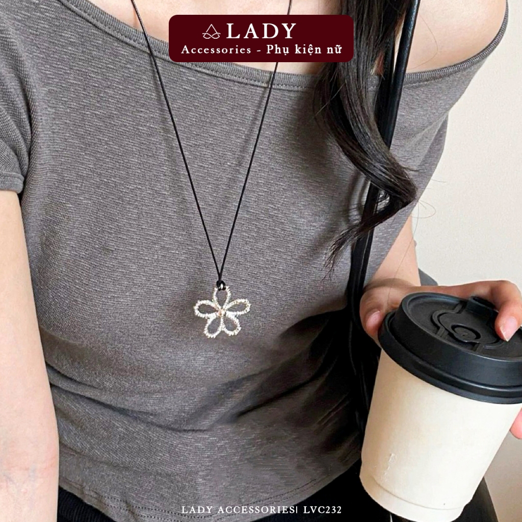 สร้อยคอดอกไม้ 5 กลีบน่ารักสําหรับผู้หญิง สร้อยคอแบบปรับได้ยาว Lady Accessories LVC232