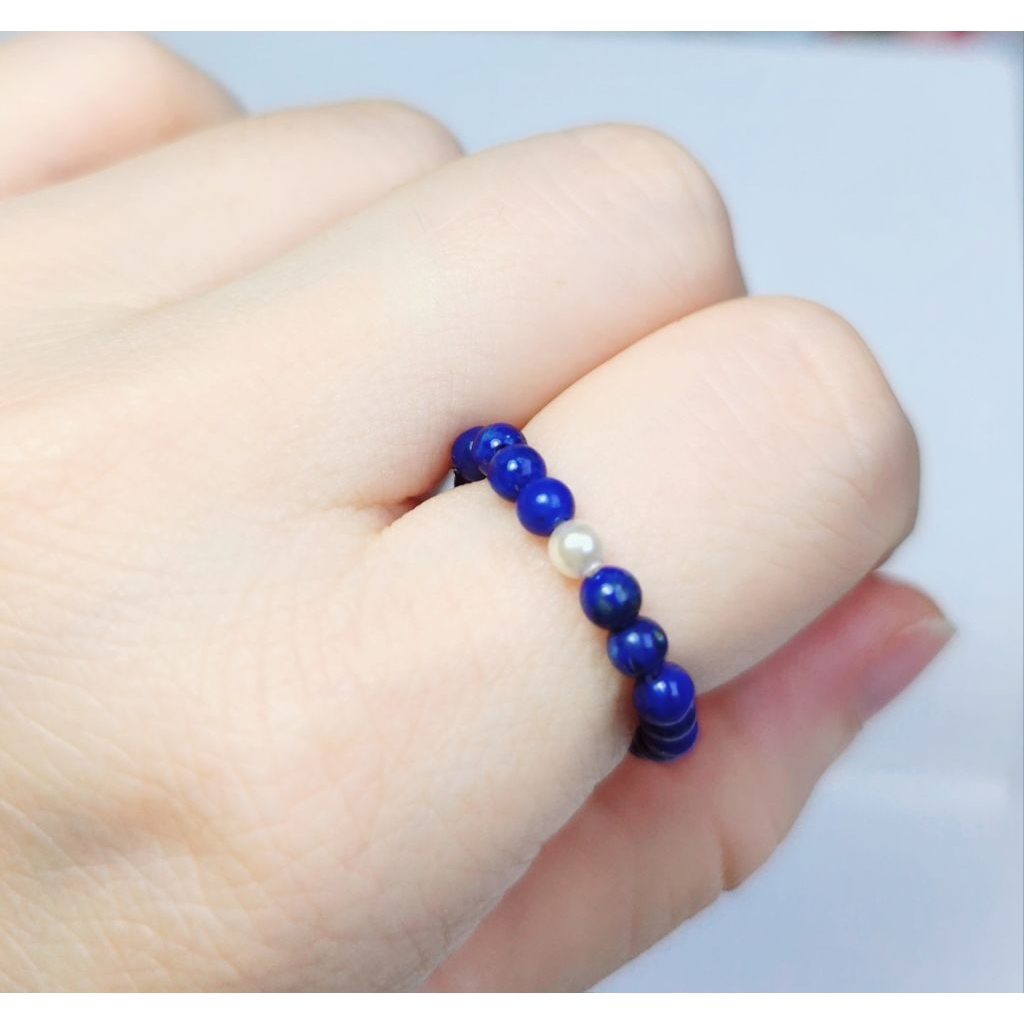 แหวนลูกปัด Lapis Lazuli ผสมสวยงาม