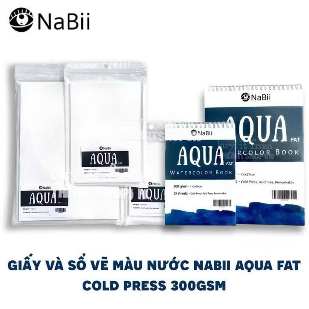 THARTSHOP NABII AQUA FAT กระดาษวาดรูปและสมุดวาดภาพสีน้ํา (COLD PRESS 300gsm)