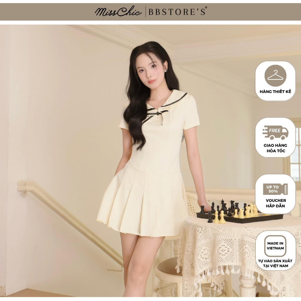 [MissChic by BBSTORES] ชุดเดรสผ้าฝ้ายจีบ Peter Pan Collar Short Streetwear - D4286B