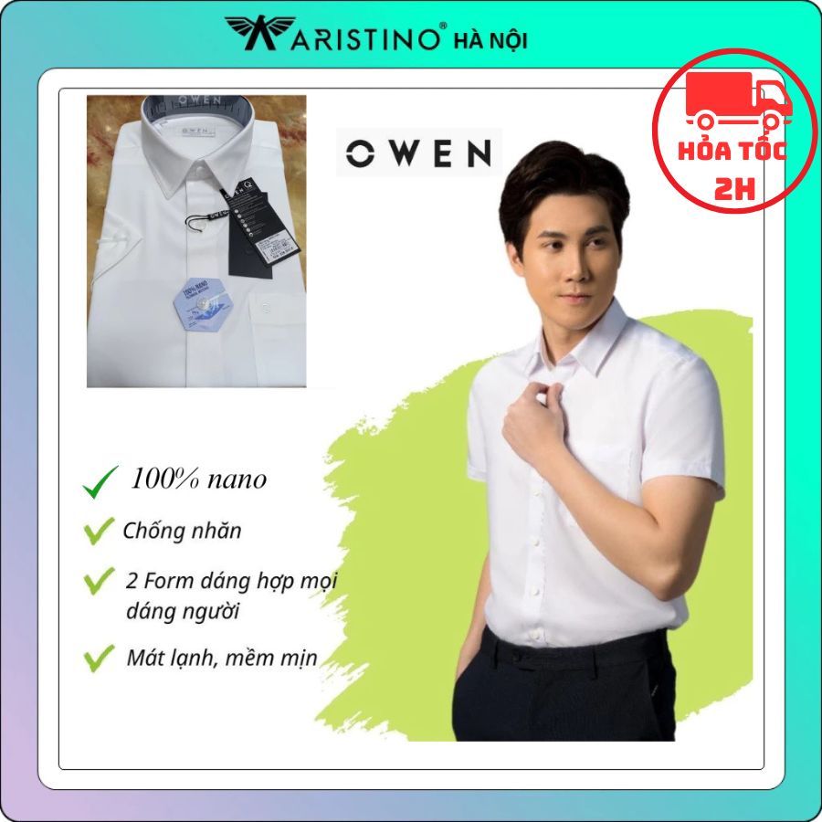 Owen เสื้อเชิ้ตแขนสั้นสีขาว 100% Nano ต่อต้านริ้วรอย 2 จากเหมาะสําหรับทุกคน OSS01-OSS02 -OSS303-OSS3