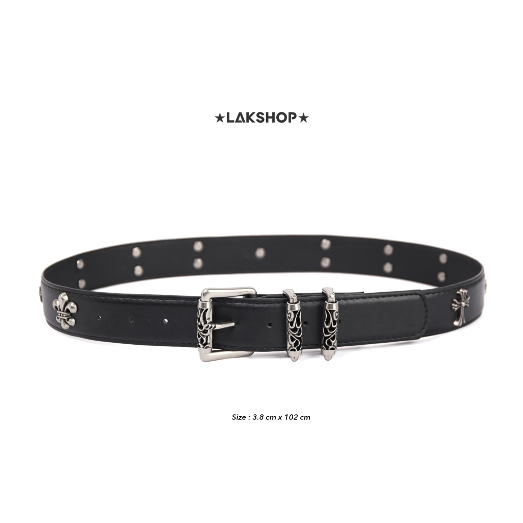 CH 2Stripes Multi Logo เข็มขัดสีดํา (3.8cm)