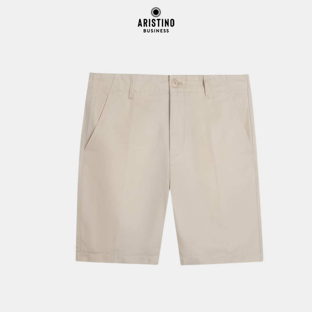 ARISTINO BUSINESS กางเกงขาสั้นผู้ชายผ้าฝ้ายผ้าลินินระบายอากาศแบบลําลองอัจฉริยะ 1SOU02AZ