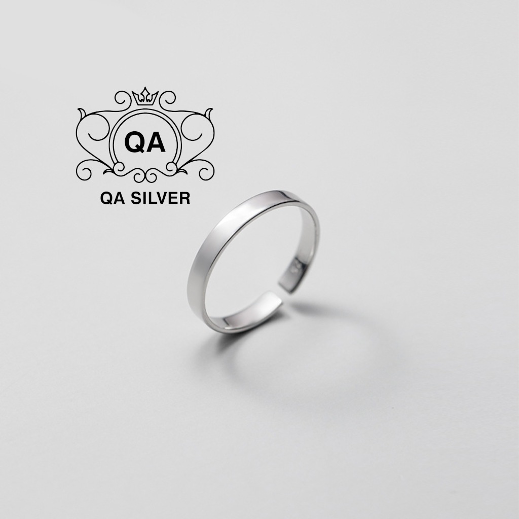 แหวนเงิน 925 ผู้หญิงกว้างเรียบง่ายปรับได้ S925 MINIMAL QA SILVER Ring RI250602