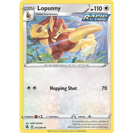 [การ์ดโปเกมอน TCG] Lopunny - 213/264 - Uncommon