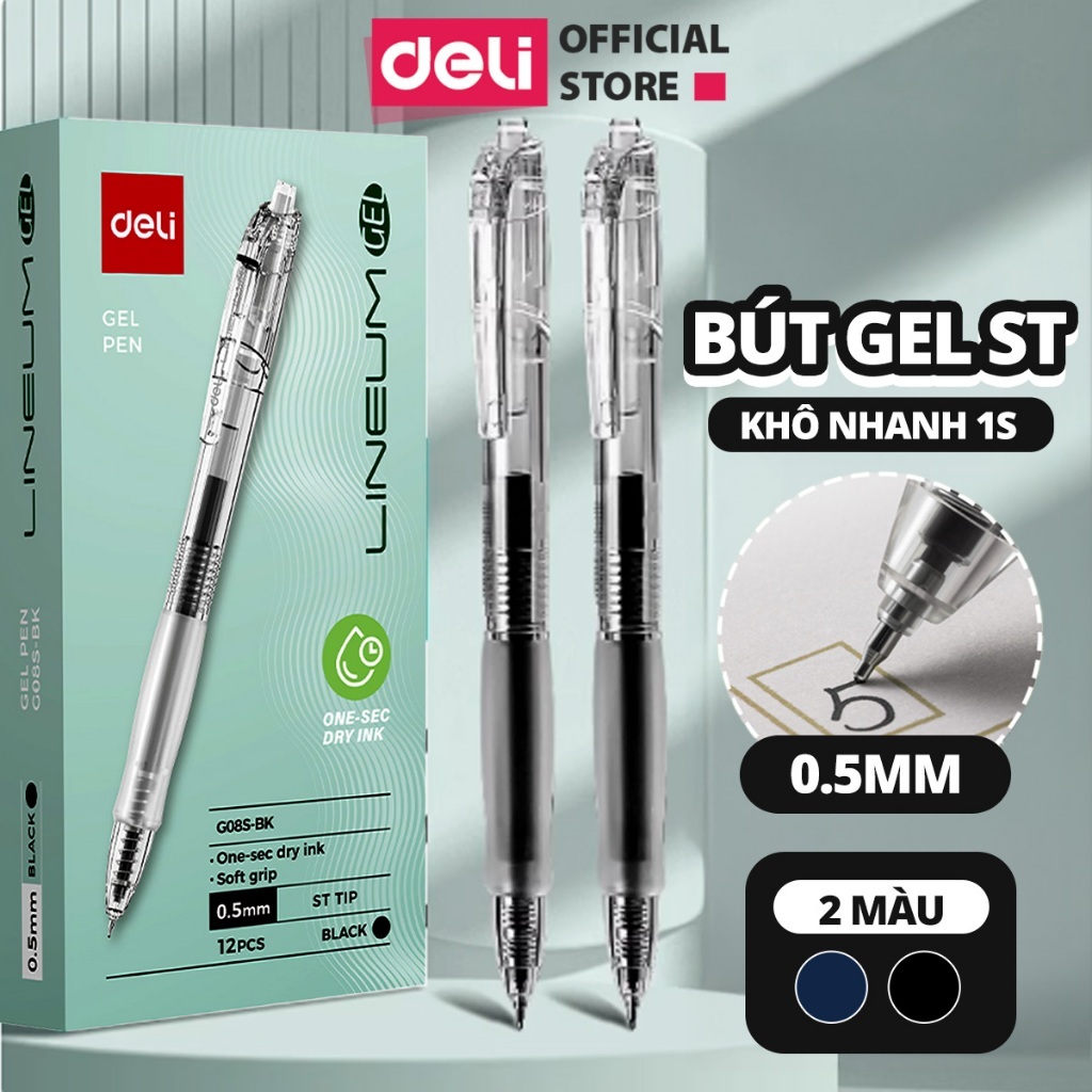 (4-12c) Deli ปากกาเจลใสน่ารัก 0.5 มม. G08-S S08 พร้อมแผ่นหมึกแห้งเร็ว vpp Diep Lac
