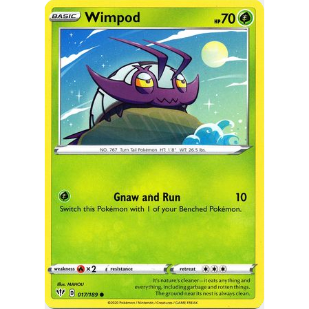 [การ์ดโปเกมอน TCG] Wimpod - 017/189 - ทั่วไป
