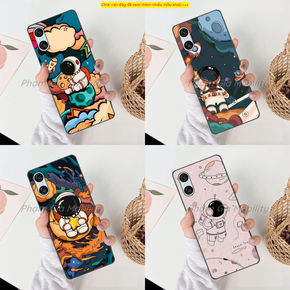 Sony Xperia 10VI 10 VI (Mark 6) เคสยืดหยุ่นสีดําพิมพ์ลายนักบินอวกาศมีลวดลายสวยงามคมชัดมากมาย