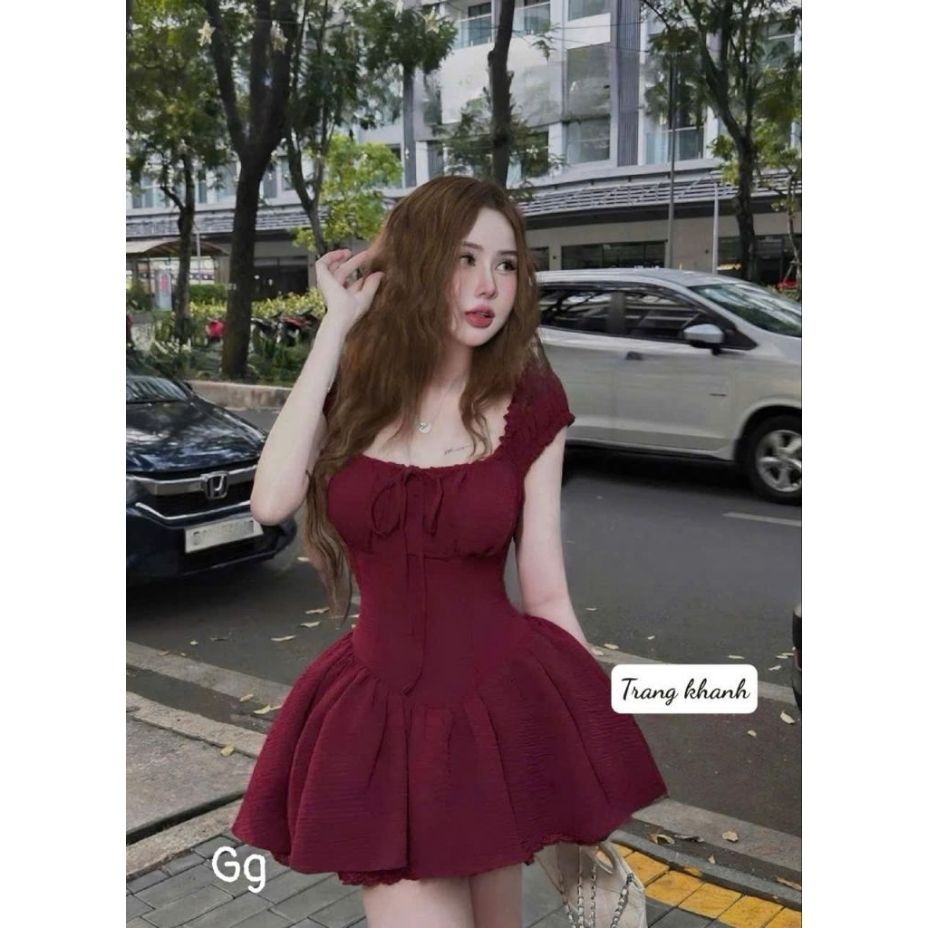 SQUARE NECKLACE DRESS พร้อมกางเกงป้องกัน - REAL PHOTOS