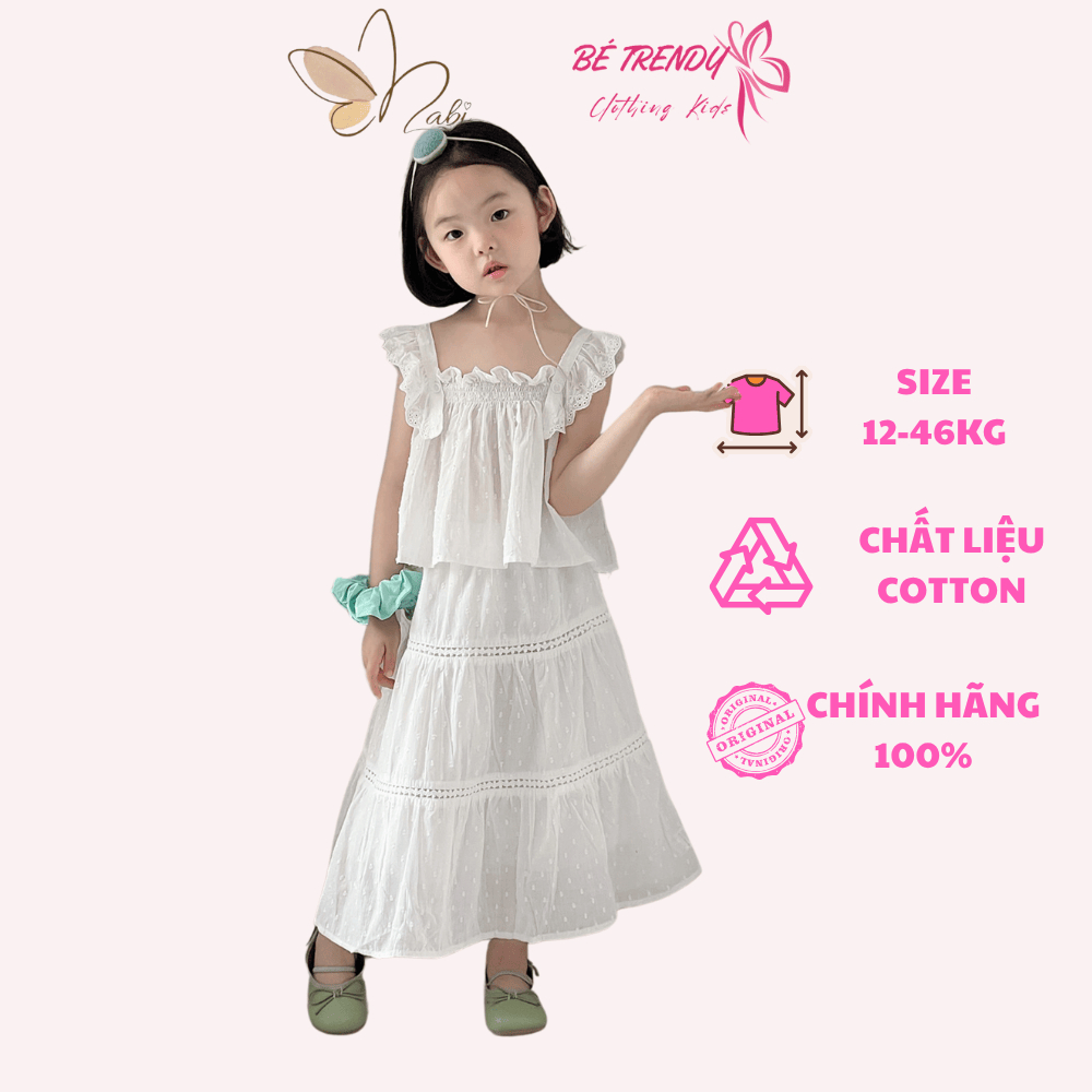 Girls White Princess Dress Set - Nabi Kids - NB1246 - Cool Cotton Size 12-46kg