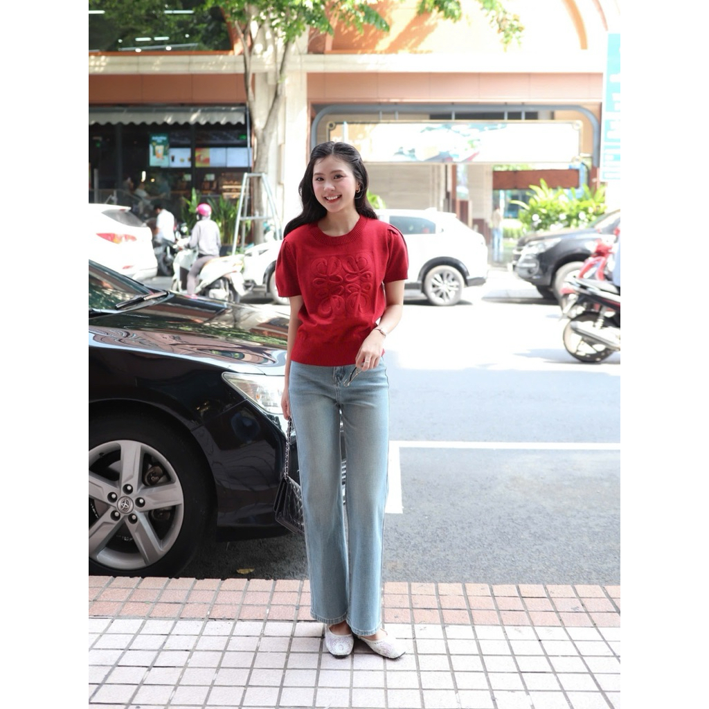 LIN CLOSET [QDL195] กางเกงยีนส์ขาตรง 9 นิ้ว สไตล์เกาหลี - DECEMBER COLLECTION