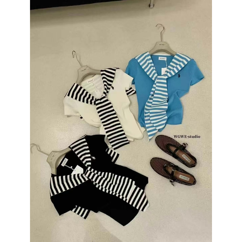 @Ssu.Studio//WGWE EMBROIDERED HORSE SLEEVED SWEATSHIRT พร้อม WGWE SCARF ของแท้