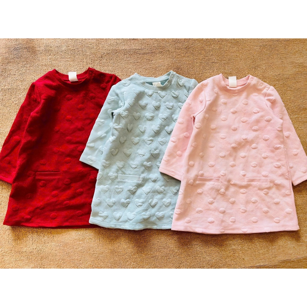 PamKids K032 ชุดเดรสเด็กผู้หญิงแขนยาวลายนูน ไซส์แรกเกิด 4/6m-2y