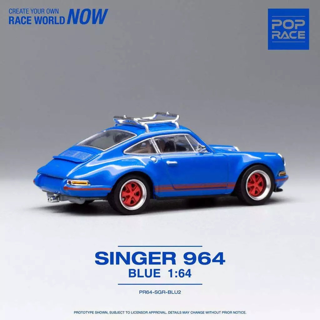 รถโมเดล Pop Race ของแท้ 1:64 สเกล Porche Singer 911, Honda Civic Type R, Porche 911 Type 964