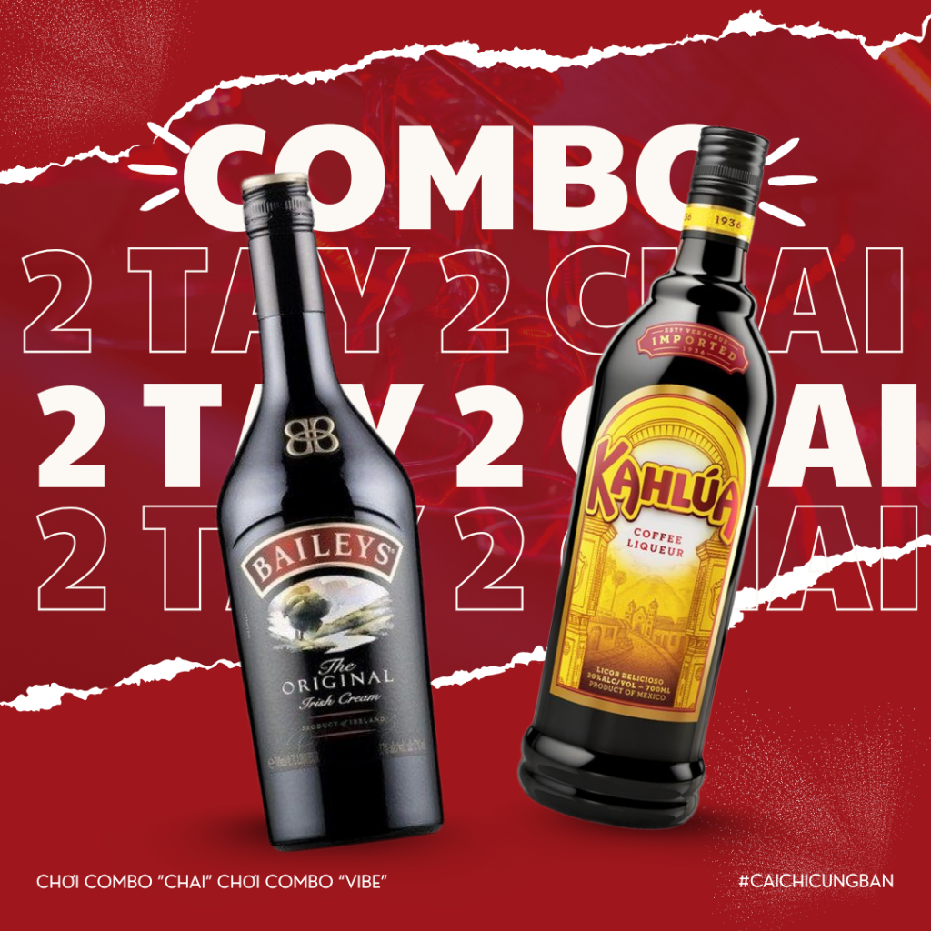 คอมโบขวดไวน์สวยงาม 2 ขวด Kahlua และ Bailey ตกแต่งสําหรับคาเฟ่ ตกแต่งห้องนอนสวยงาม สําหรับการถ่ายภาพ