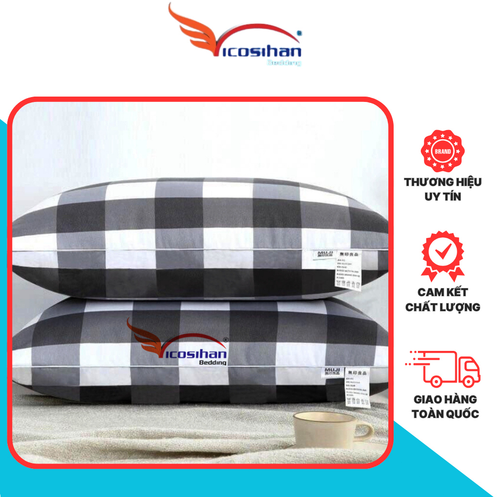 Muji หมอนฟิลเลอร์ขนาด 45 X 65 ซม. Vicosihan เครื่องนอนทําจากผ้าฝ้าย 100% ระบายอากาศและเย็น